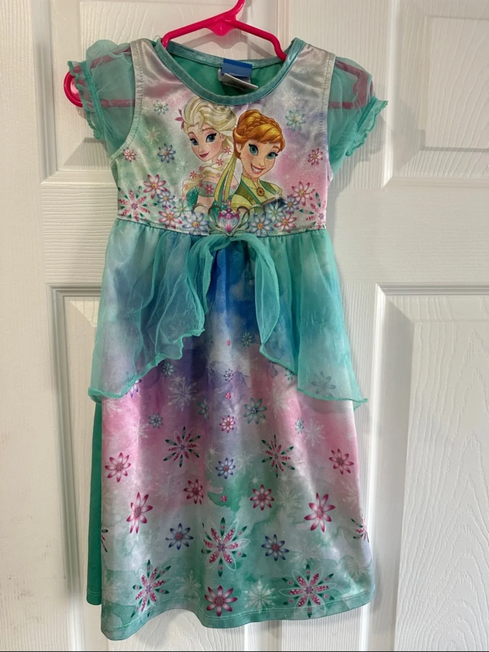 Disney Frozen Girls Blue Pink Green Princess Nightgowns (3 Pack) - Picture 9 of 12